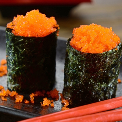 Capelín congelado de las huevas del pez volador del sushi de las huevas de los pescados del capelín de Masago Tobiko