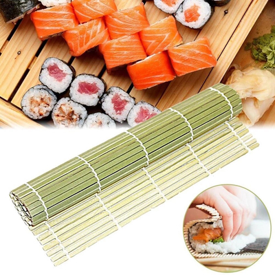 sushi de bambú verde de los 27*27cm que rueda a Mat Japanese Sushi Roller